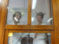 Sabina and Mikołaj under fume hood!